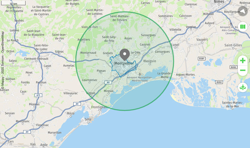 20 km autour de montpellier : calculez la zone pour circuler pendant le confinement 6 - MontpelYeah Magazine