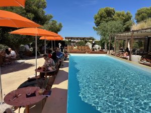 Buffet brunch en extérieur au bord de l'étang du Méjean chez Solèna à Lattes