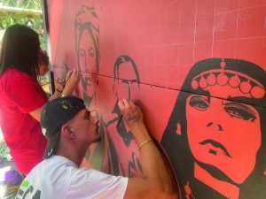 Fresque murale réalisée par les apprentis de BTP CFA Occitanie pour le festival Arabesques